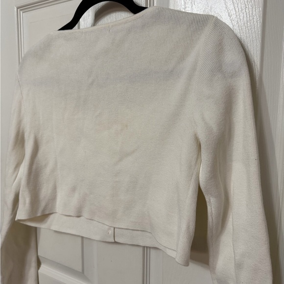 Brandy Melville John Galt‎ Athelia Cropped ribbed Cardigan white - Picture 6 of 6